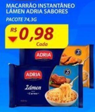 Assaí Atacadista Macarrao instantaneo Lamen Adria Sabores 74.3g oferta