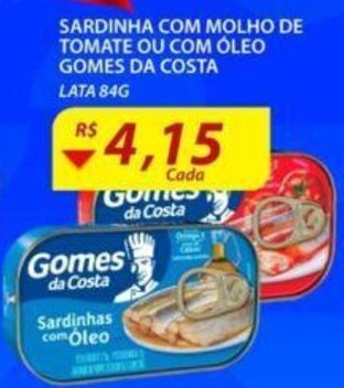 Sardinha com Molho de tomate ou com oleo Gomes da Costa 84g