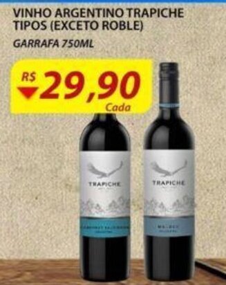 Assaí Atacadista Vinho Argentino Trapiche 750ml oferta