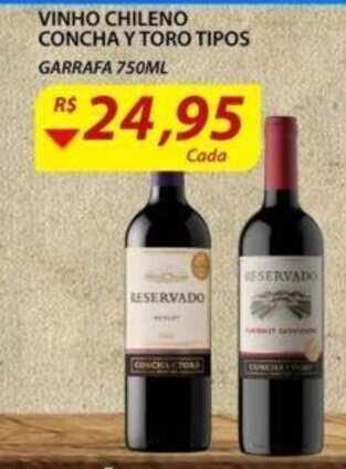 Assaí Atacadista Vinho Chileno Concha Y Toro tipos 750ml oferta