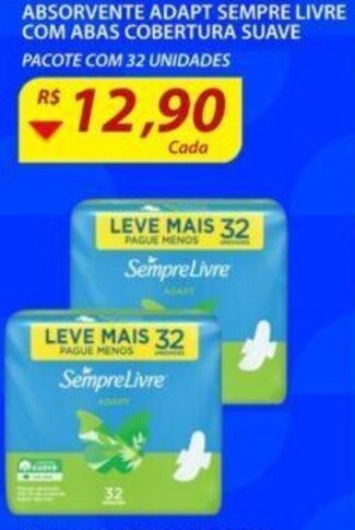 Assaí Atacadista Absorvente Adapt Sempre Livre com abas Cobertura Suave oferta