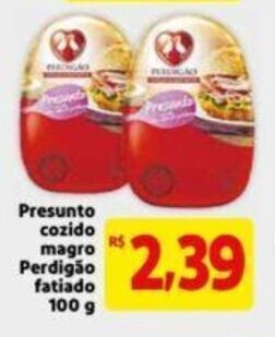 Extra Supermercado Presunto cozido magro Perdigao fatiado 100g oferta