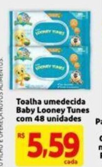 Extra Supermercado Toalha Umedecida Baby looney Tunes com 48 unidades oferta