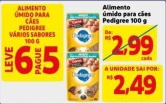 Extra Supermercado Alimento umido para caes Pedigree 100g oferta