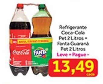 Shibata Supermercados Refrigerante Coca Cola Pet 2L + Fanta Guarana pet 2L oferta