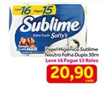 Shibata Supermercados Papel Higiénico Sublime Neutro Folha Dupla 30m oferta