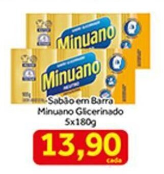 Shibata Supermercados Sabao em Barra Minuano Glicerinado 5 x 180g oferta