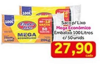 Saco p/ Lixo Mega Economico Embalixo 100L - c/50 unid.