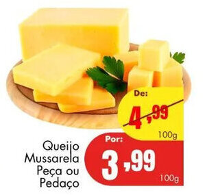 Barbosa Supermercados Queijo Mussarela peca ou pedaco 100g oferta