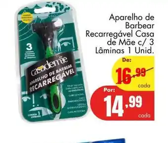 Aparelho de Barbear Recarregavel Casa de Mae c/ 3 Laminas 1 unid