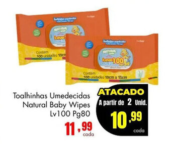 Barbosa Supermercados Toalhinhas Umedecidas Natural Baby Wipes lv100 pg80 oferta