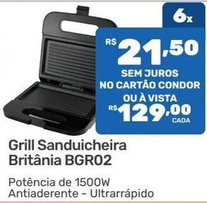 Grill Sanduicheira Britania
