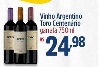 Vinho argentino toro centenário