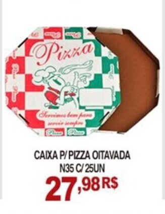 Mercadão Atacadista Caixa p/ Pizza Oitavada N35 c/25 un oferta