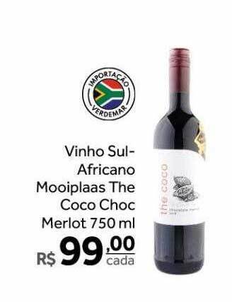 Verdemar Supermercado Vinho sul-africano mooiplaas the coco choc merlot oferta
