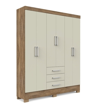 Guarda roupa / roupeiro rodial itacaré 6 portas com gaveteiro mdp