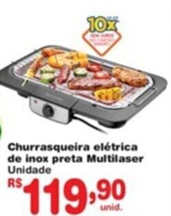 Supermercado Precito Churrasqueira Eletrica de Inox Preta Multilaser oferta