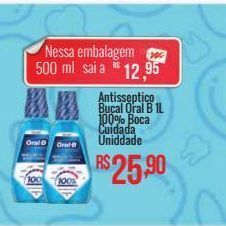 Antisseptico bucal oral b 1l 100% boca cuidada uniddade