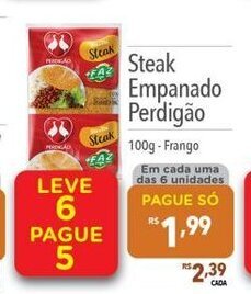 Supermercados Condor Steak Empanado Perdigao 100g oferta