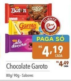 Supermercados Condor Chocolate Garoto 80g/90g oferta
