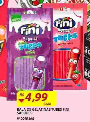 Assaí Atacadista bala de Gelatinas Tubes Fini sabores 80g oferta