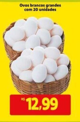 Ovos brancos grandes com 20 unidades