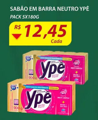Assaí Atacadista Sabao em Barra neutro Ype 5x180g oferta