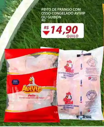 Assaí Atacadista Peito de Frango com osso congelado Avivip ou Guibon 1kg oferta
