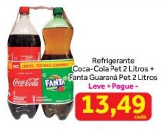 Shibata Supermercados Refrigerante Coca Cola Pet 2L + Fanta Guarana pet 2L oferta