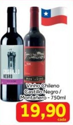 Shibata Supermercados Vinho Chileno Castillo Negro/ Montahero 750ml oferta