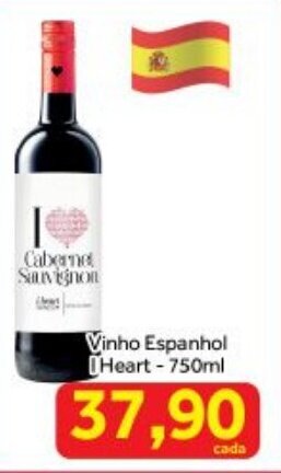 Shibata Supermercados Vinho Espanhol I Heart 750ml oferta