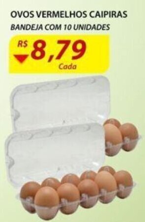 Assaí Atacadista Ovos Vermelhos Caipiras bandeja com 10 unidades oferta