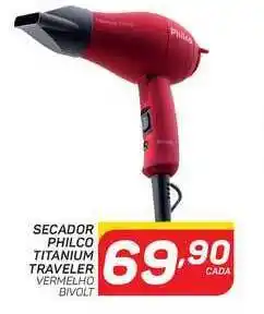 GBarbosa Secador Philco Titanium Traveler Vermelho Bivolt oferta