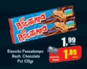 Higa's Supermercado Biscoito Passatempo Rech. Chocolate pct 130g oferta