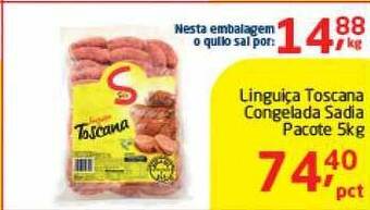 Tenda Atacado Linguiça Toscana Congelada Sadia 5kg oferta