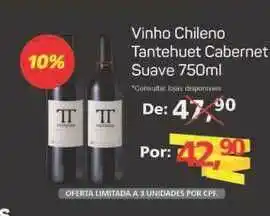 Supermercados ABC Vinho Chileno Tantehuet Cabernet Suave 750ml oferta