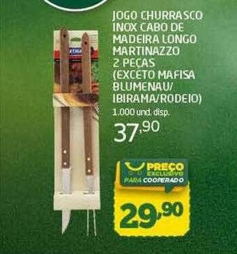 Cooper Jogo churrasco inox cabo de madeira longo martinazzo 2 peças oferta