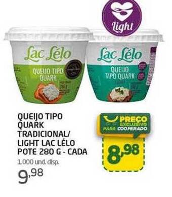 Cooper Queijo tipo quark tradicional light lac lélo oferta