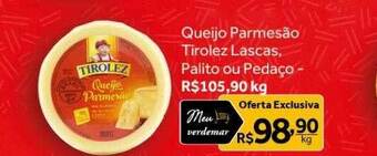 Verdemar Supermercado Queijo parmesão tirolez lascas palito ou pedaço oferta