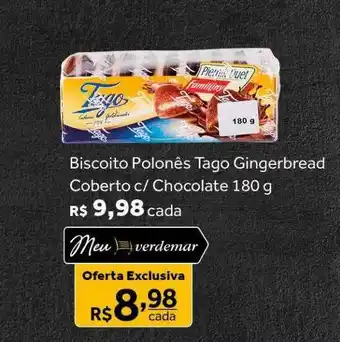 Verdemar Supermercado Biscoito polonês tago gingerbread coberto c- chocolate oferta