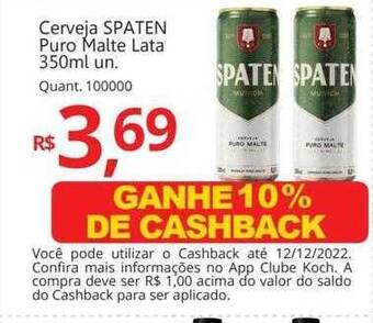 Supermercados Koch Cerveja spaten puro malte oferta