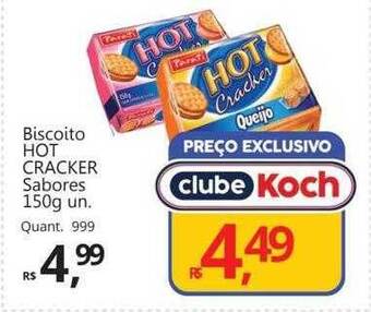 Supermercados Koch Biscoito hot cracker sabores oferta