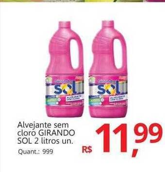 Alvejante sem cloro girando sol