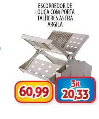 Escorredor De Louça Com Porta Talheres Astra Argila