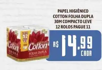 Bahamas Supermercados Papel higiênico cotton folha dupla compacto leve 12 rolos pague 11 oferta