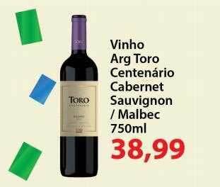 Chama Supermercados Vinho arg toro centenário cabernet sauvignon malbec oferta