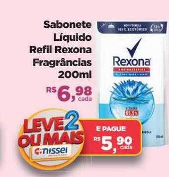 Farmácias Nissei Sabonete liquido refil rexona fragrâncias oferta