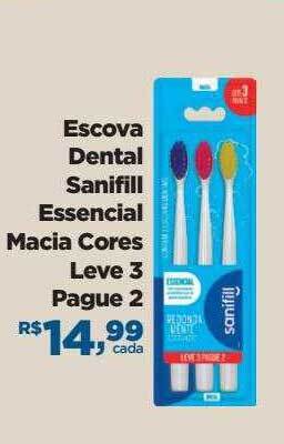 Escova dental sanifill essencial macia cores leve 3 pague 2