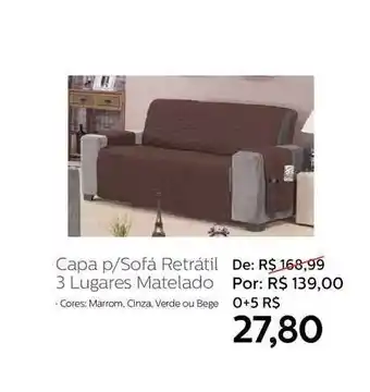 Grupo Formosa Capa P Sofá Retrátil 3 Lugares Matelado oferta