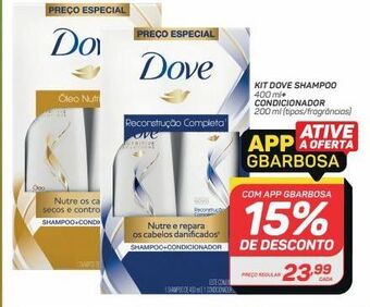 GBarbosa Kit dove shampoo 400 ml+ condicionador 200 ml (tipos/fragrâncias) oferta